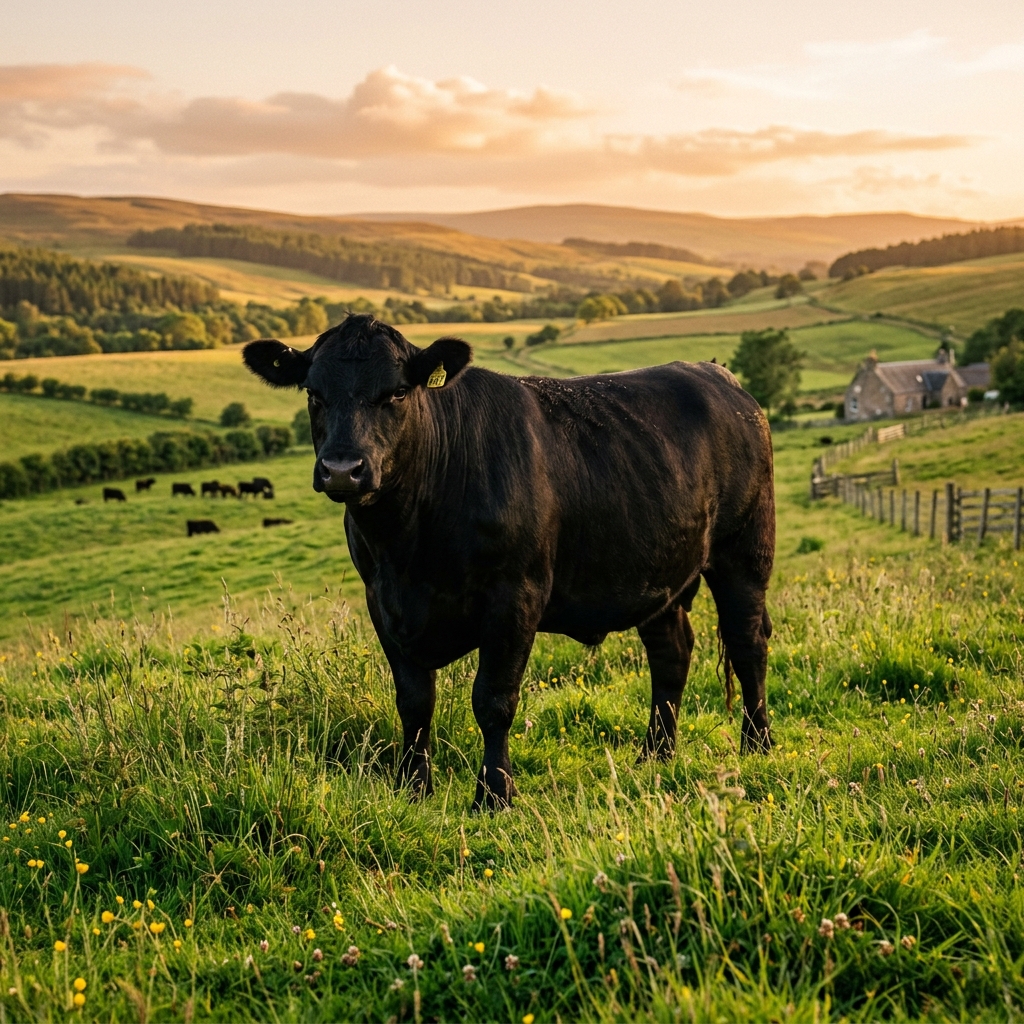 Black Steer Grazing